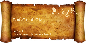 Maár Ákos névjegykártya